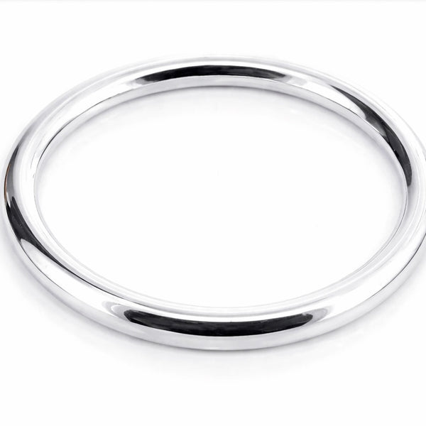 Oval Tubular Sterling Silver Bangle - Large