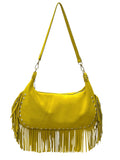 Italian Fringed Suede Hobo Shoulder Bag