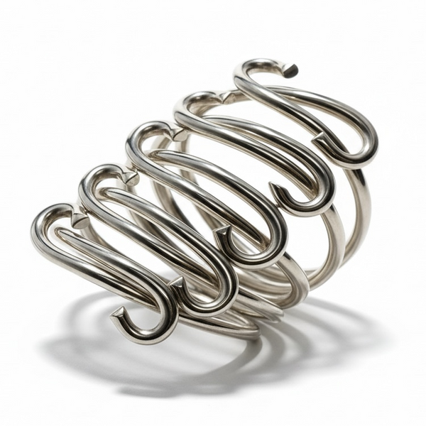 Wired Looped 5 Spring .925 Sterling Silver Ring