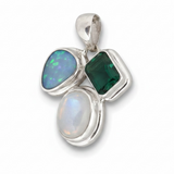 Moonstone, Opal, Green Quartz Sterling Silver Pendant