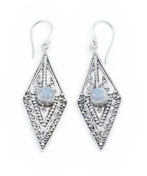Moonstone Filagree Sterling Silver Earrings