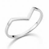 Midi Chevron Design Sterling Silver Ring - V-Shaped Statement Band