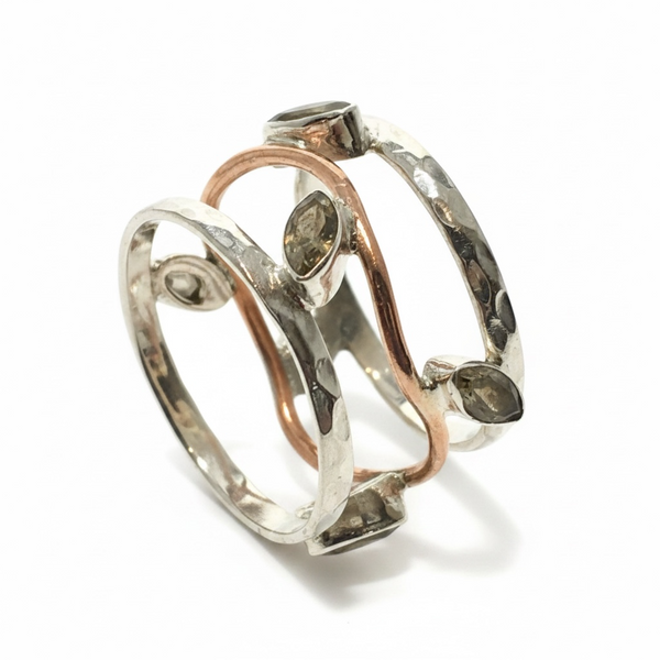 Sterling Silver & Brass Citrine Ring