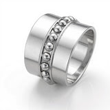 Ribbed Center Tapered Sterling Silver Band