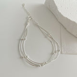 S925 Sterling Silver Triple Snake Bead Bracelet