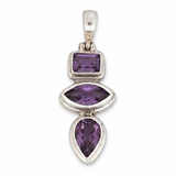 Amethyst Triple Drop Sterling Silver Pendant
