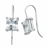 Cubic Zirconia Rectangle Sterling Silver Earring