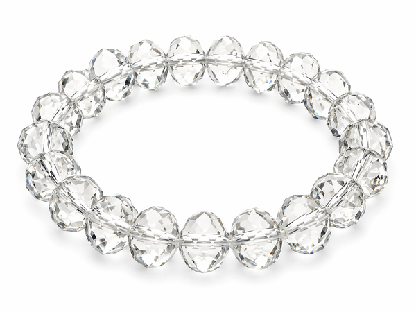 Crystal 9mm Stretchy Oval Faceted Bead Bracelet