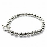 Ball 6mm Hammered Sterling Silver Bracelet