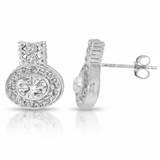 Sterling Silver Cubic Zirconia Halogen Earrings - .925 CZ Crystal Earrings