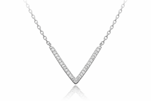 A Sterling Silver V Cubic Zirconia Necklace