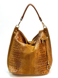 Italian Croc-Embossed Suede Hobo Bag – Made in Italy