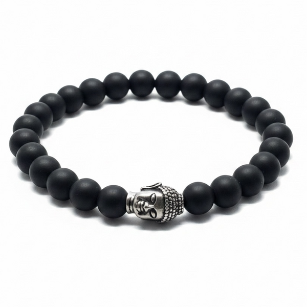 Ball Black Agate Buddha Fashion Bracelet