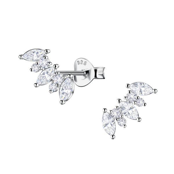 Silver Geometric Stud Earrings  - 24199