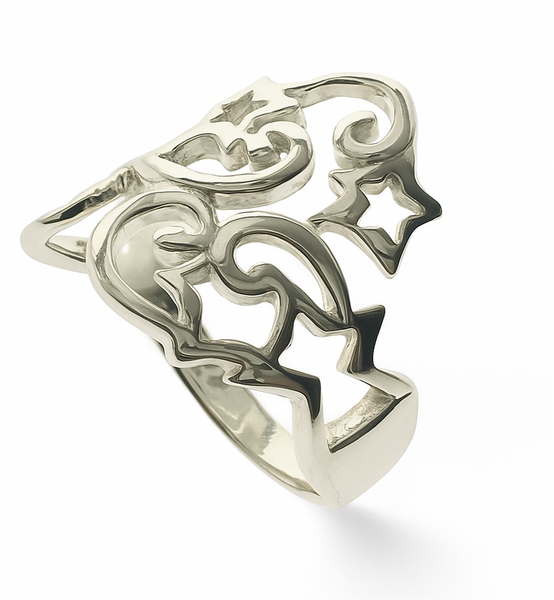 Stars & Swirl .925 Sterling Silver Ring