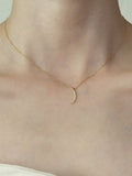 Gold Plated 925 Sterling Silver Cubic Zirconia Moon Dainty Necklace