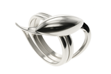 Three wire Centered Petal .925 Sterling Silver Ring