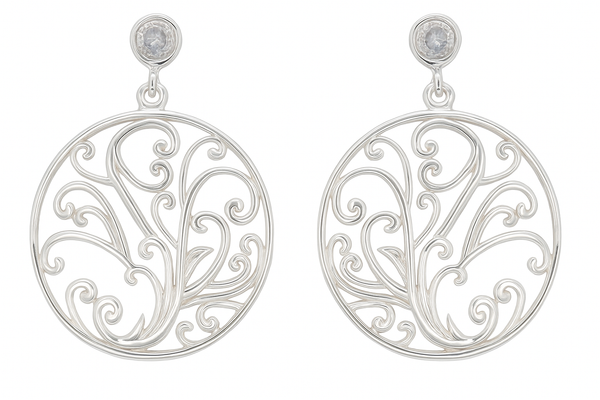 Tree of Life Cubic Zirconia .925 Sterling Silver Earrings