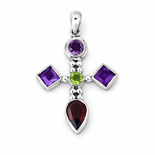 Amethyst & Peridot Sterling Silver Pendant