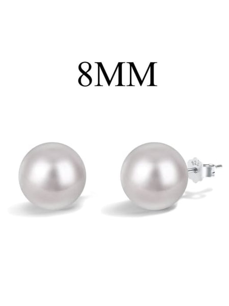 Pearl 8mm Stud Sterling Silver Earring