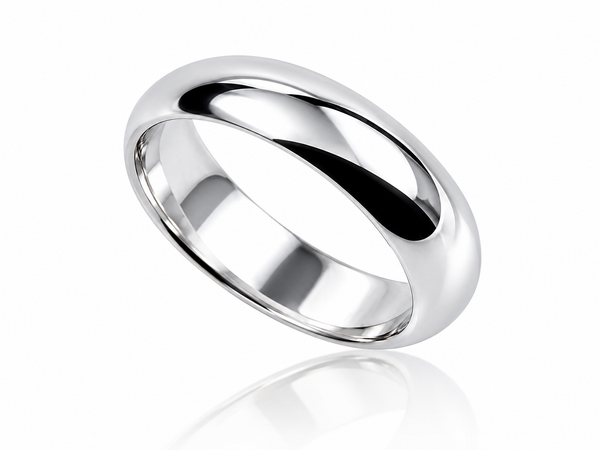 Plain Half Moon 6mm Sterling Silver Band