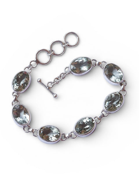 Green Amethyst Sterling Silver Bracelet