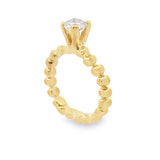 Gold Filled 18k Beaded Single CZ Stone Ring