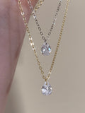 Gold Plated 925 Sterling Silver Cubic Zirconia Water Drop Necklace