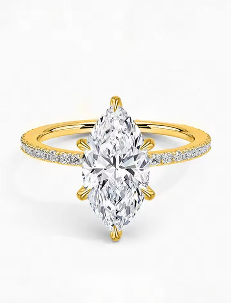 G Sterling Silver Marquise Zircon Ring - QA005