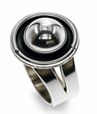 Mirror Framed Ball Sterling Silver Ring