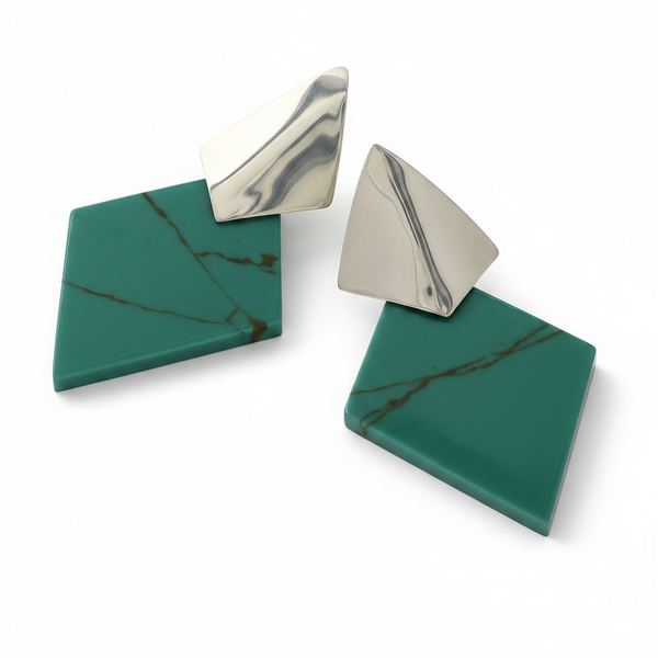 Turquoise Like Diamond Sterling Silver Earring