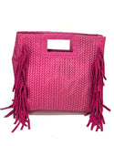 Italian Woven Suede Fringe Crossbody
