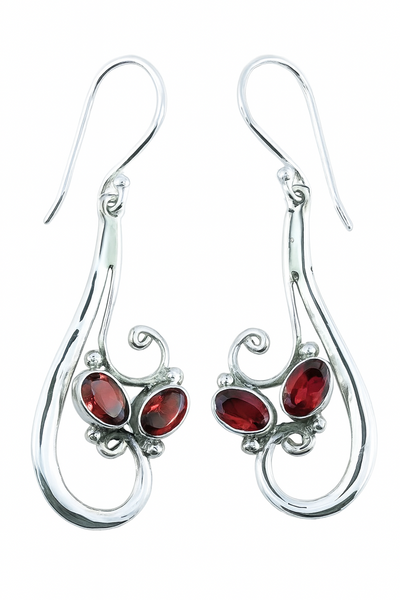 Garnet Sterling Silver Earrings