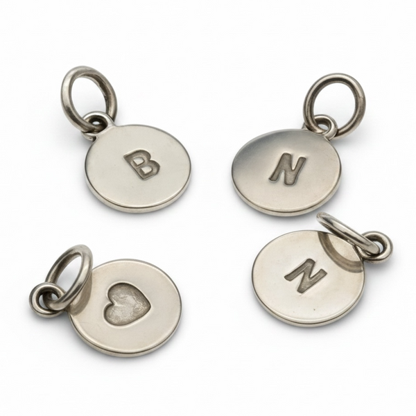 Round 8mm Initial Sterling Silver Pendant (choose 1)