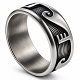 Oxidised Wave Break 8mm Sterling Silver Band