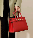 Italian Structured Italian Leather Belted Satchel