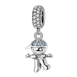 S925 Sterling Silver Full Zircon Inlaid Boy Pendant