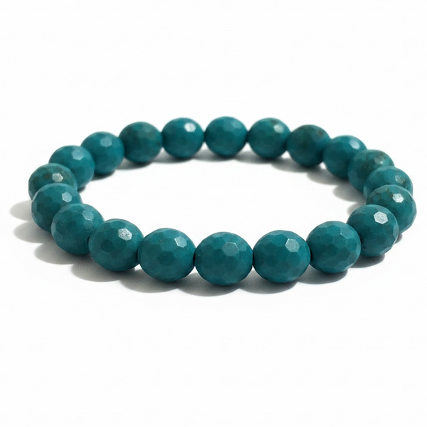 Crystal Turquoise 7mm Hammered Resin Ball Bracelet