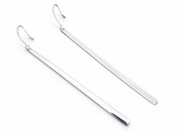 Long Graduated Bar Sterling Silver Earring