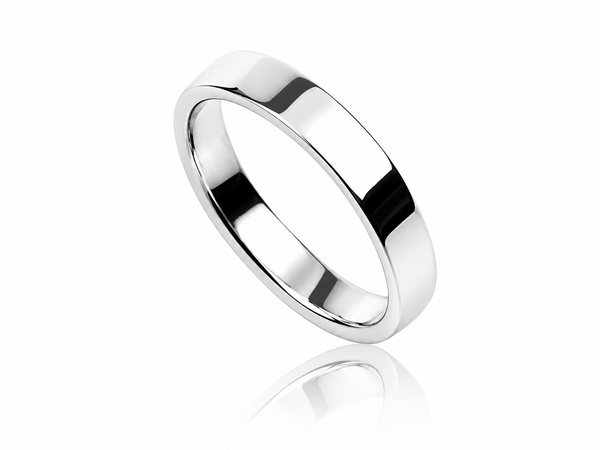 Plain 4mm Sterling Silver Band Ring - Genuine .925 Silver