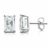 Cubic Zirconia 6mm Rectangle  Sterling Silver Studs