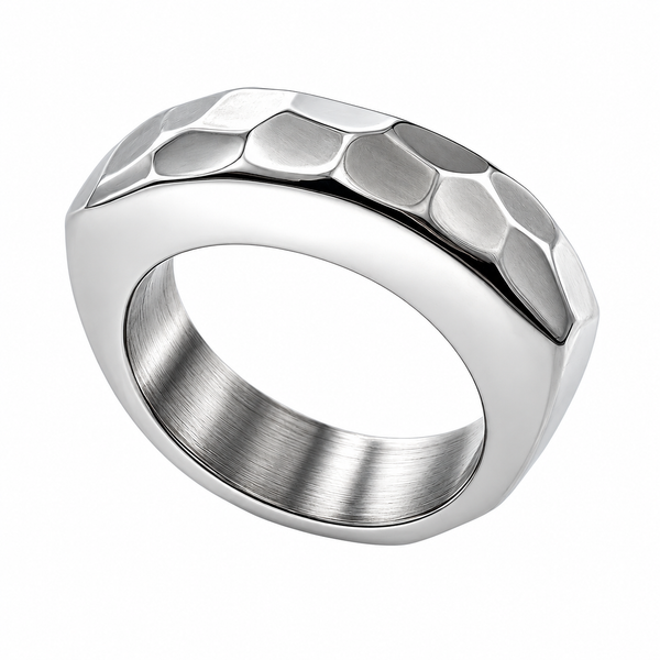 Hammered Bridge Sterling Silver Band