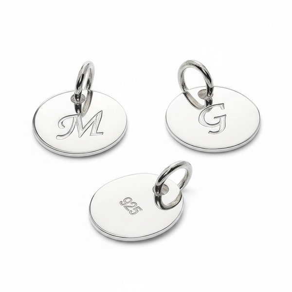 Initial Tag Sterling Silver Pendant 8mm (Choose A–Z)