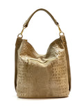 Italian Croc-Embossed Suede Hobo Bag – Made in Italy