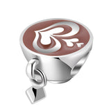 S925 Sterling Silver Latte Art Coffee Bead Pendant