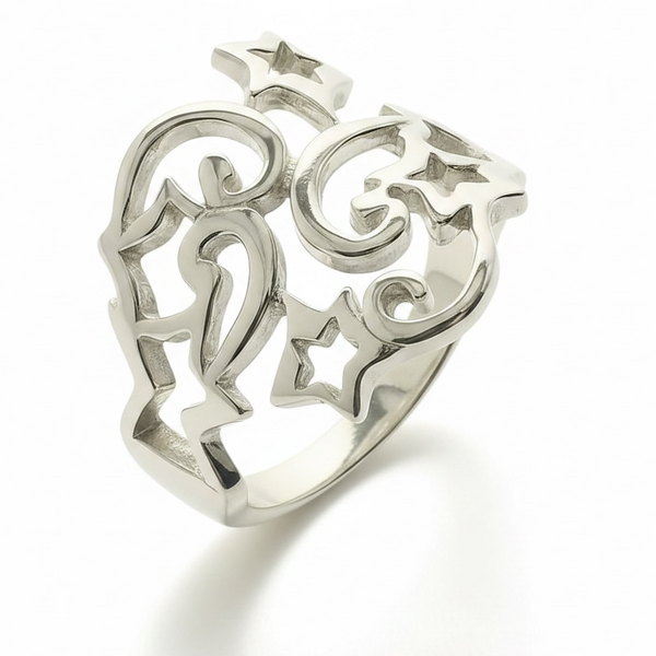 Stars & Swirl .925 Sterling Silver Ring