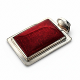 Red Coral Sterling Silver Framed Pendant