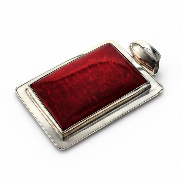 Red Coral Sterling Silver Framed Pendant
