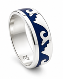 Oxi Lapis Stepped Wave Sterling Silver Band