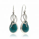 Turquoise Leaf Framed Sterling Silver Earrings